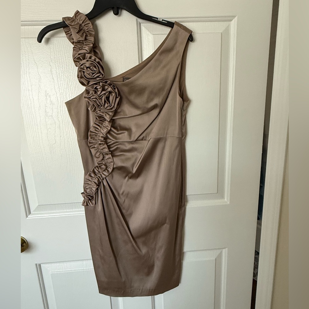 Donna Ricco Brown One-Shoulder Sheath Dress